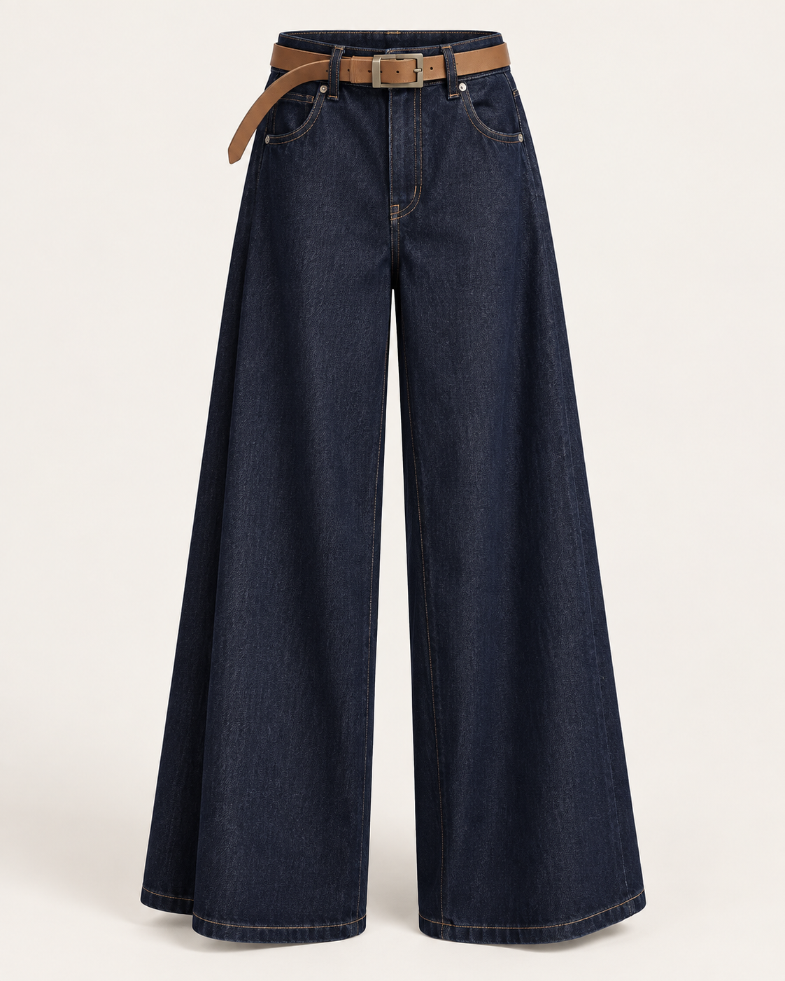 Belted Wide-Leg Jeans — Rinse