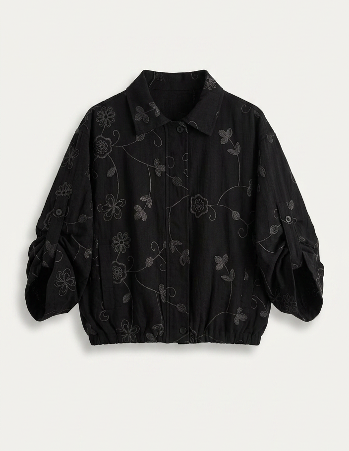 Embroidered Bomber — Black