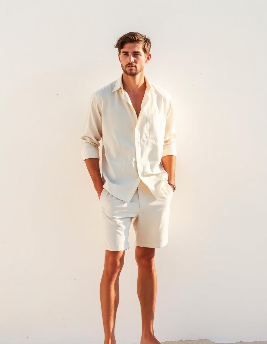Men's Linen Set — Cream