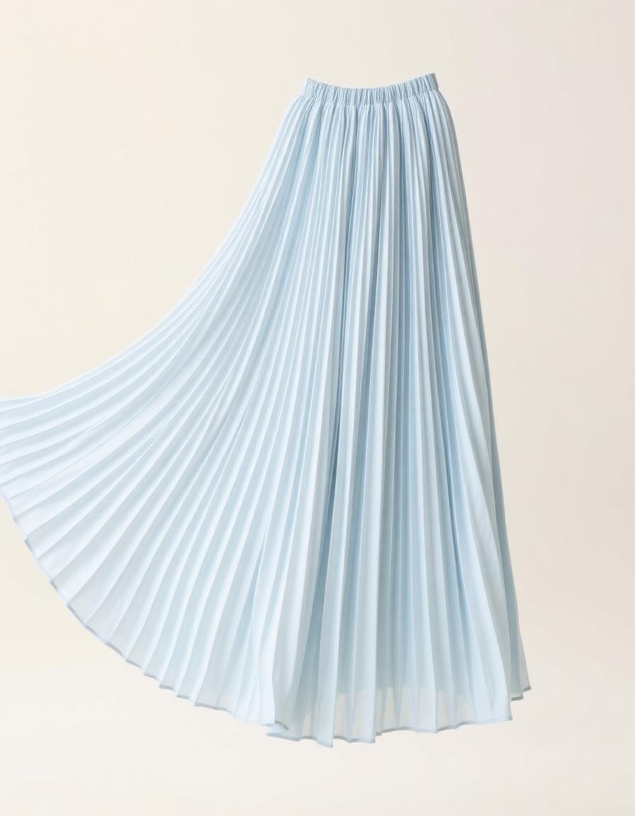 Pleated Maxi Skirt — Powder Blue