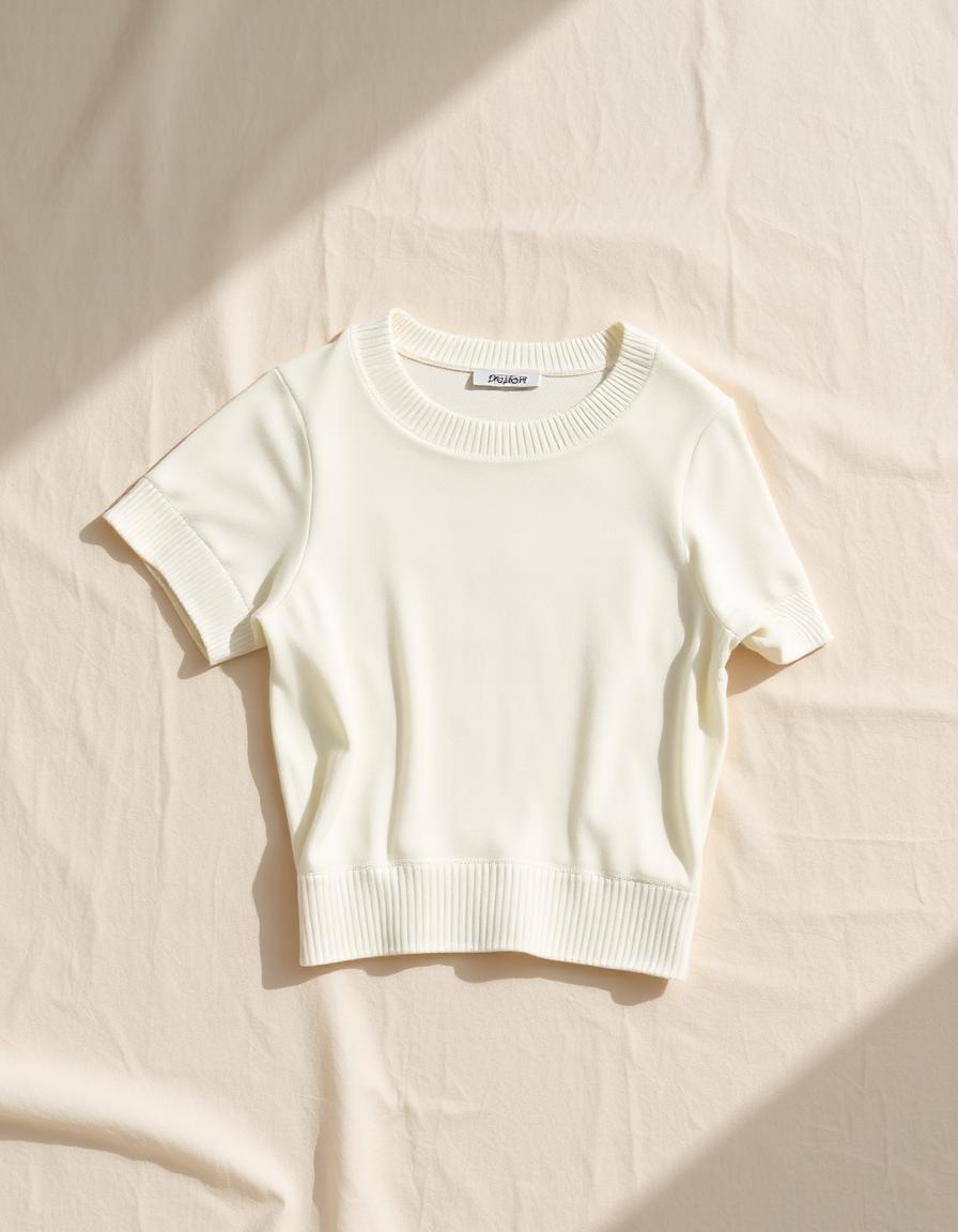 Short-Sleeve Knit — Cream