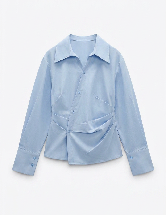 Draped Wrap Shirt — Powder Blue