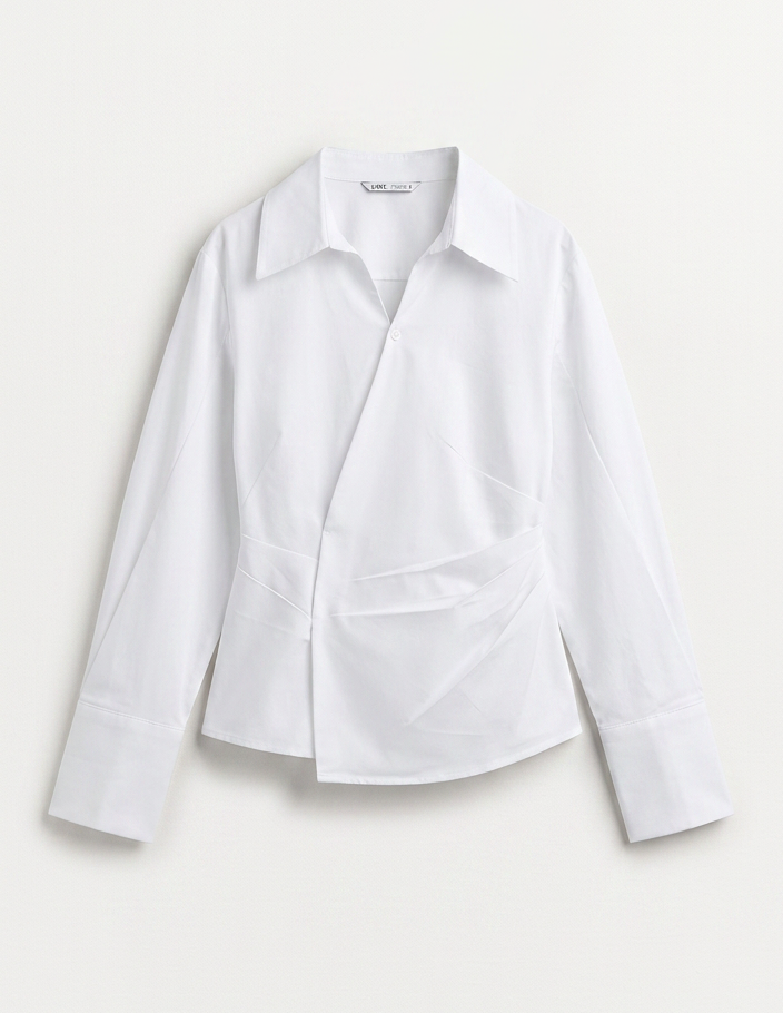 Draped Wrap Shirt — Optic White